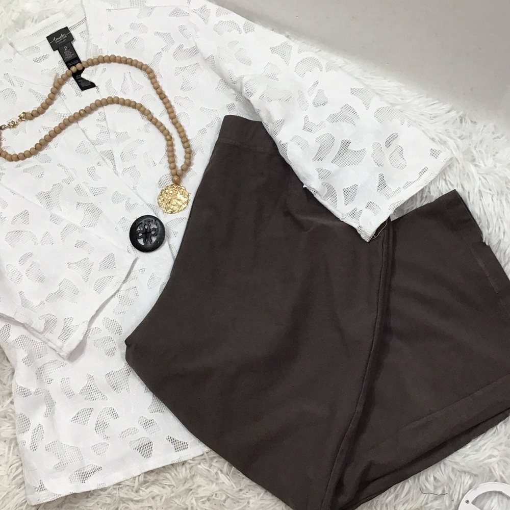 Eileen Fisher taupe wide leg pullon pants 2X